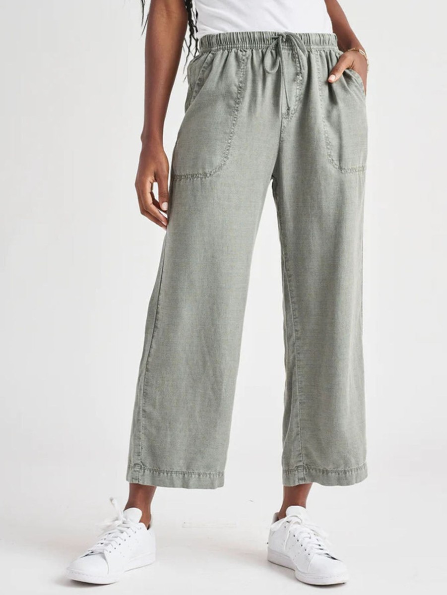 Women SPLENDID Pants | Angie Crop Wide Leg - Soft Vintage Olive Branch Soft Vob