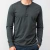 Men SAVE KHAKI Tops | Long Sleeve Supima Jersey Henley Petrol