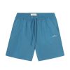 Men LES DEUX Shorts | Stan Seersucker 2.0 Swim Shorts - Washed Denim Blue Denim Ivory