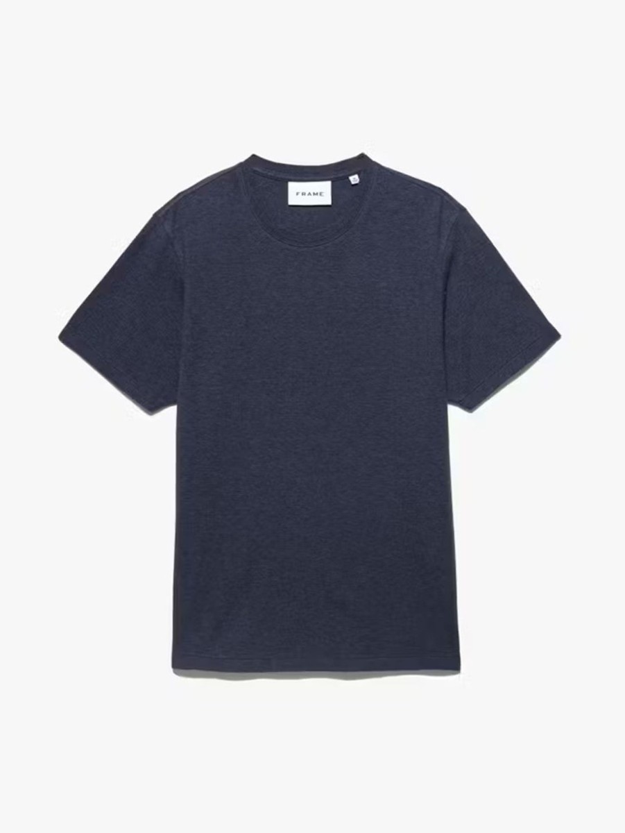 Men FRAME T-Shirts | Duo Fold Tee - Heather Dark Blue Dk Blue