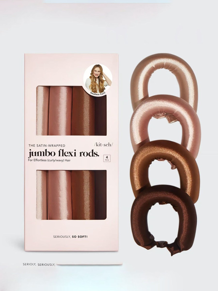 Women KITSCH Hats & Hair Accessories | Satin Jumbo Flexi Rods Rosewood