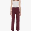 Women Mother Jeans | Tripper Ankle Fray Jean - Burgundy Bgy