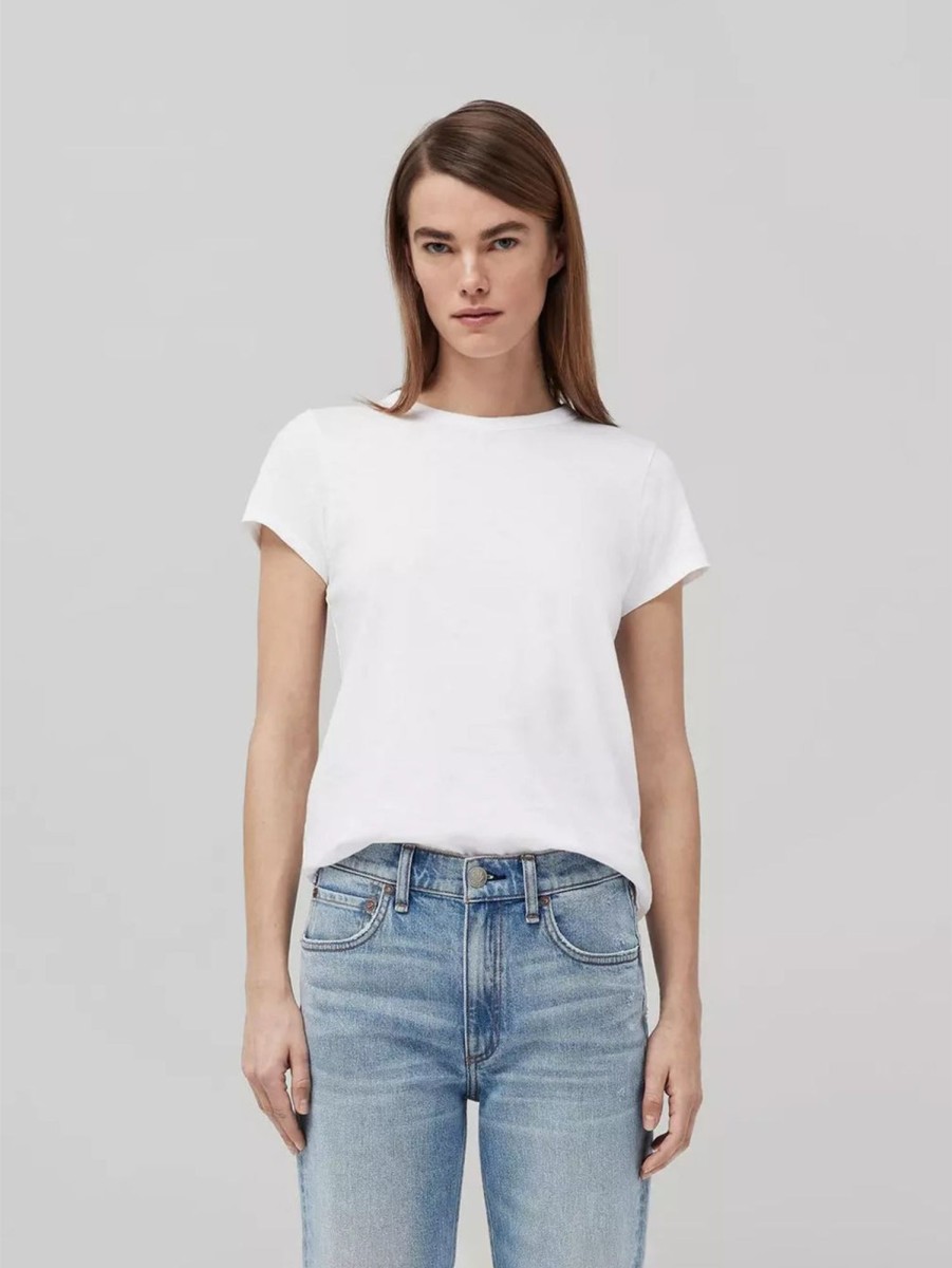 Women RAG + BONE T-Shirts | Slub Crew Neck Tee White