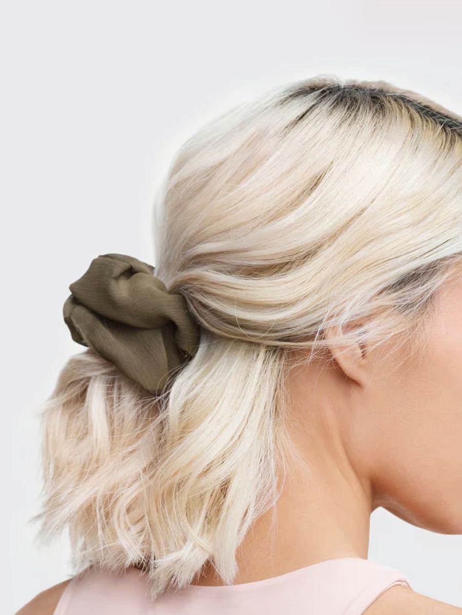 Women KITSCH Hats & Hair Accessories | Crepe Scarf Scrunchies Moss