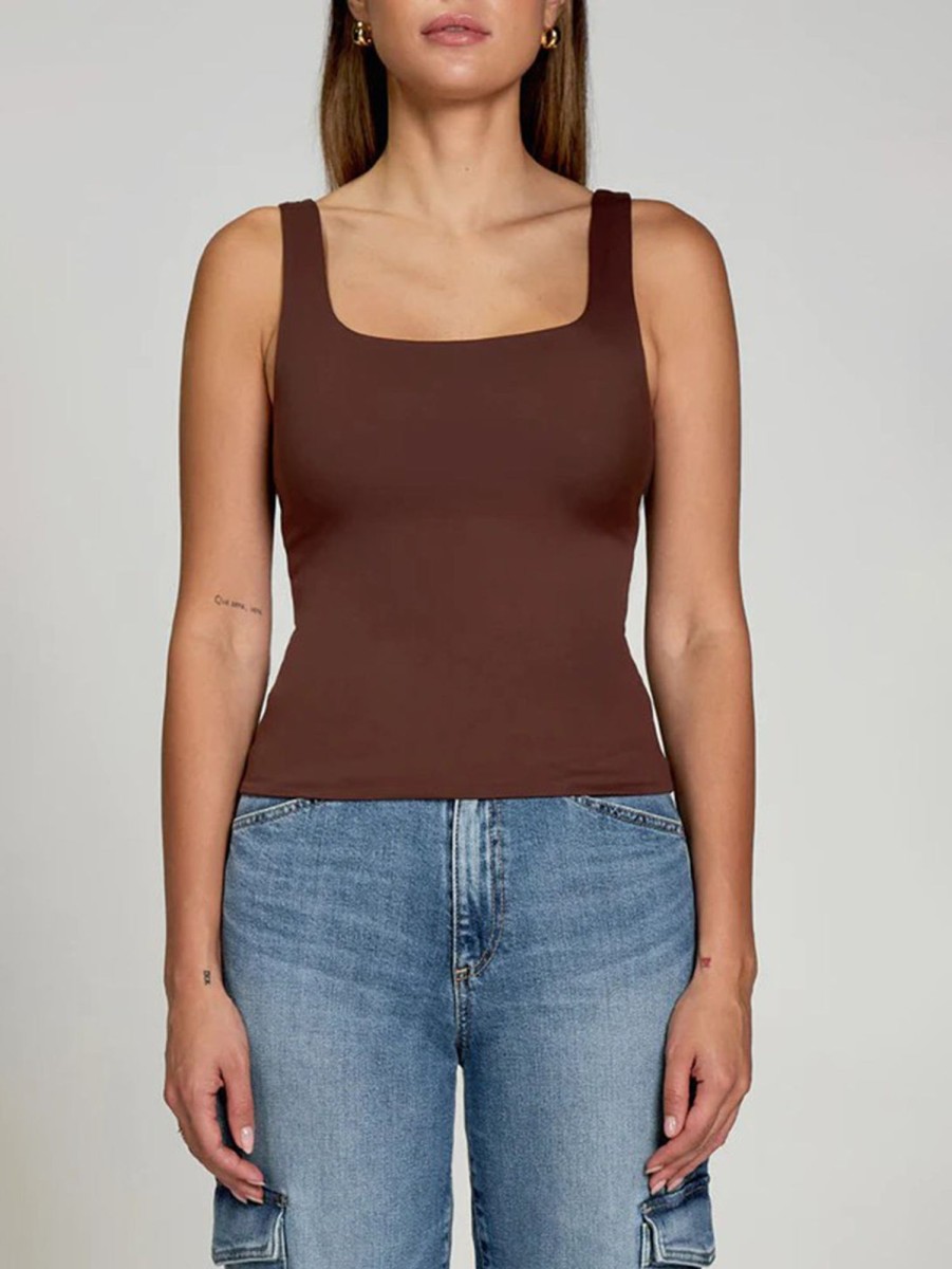 Women PURE u0026 SIMPLE Tank Tops | Body Hug Tank Top Chocolate