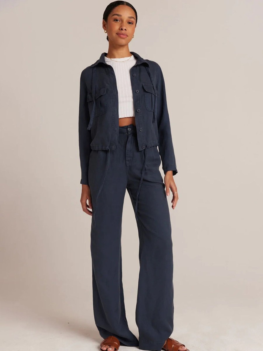 Women Bella Dahl Pants | Greta Wide Leg Pleated Pants Coastal Navy