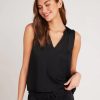 Women Bella Dahl Tank Tops | Ruffle Neck Tank Black