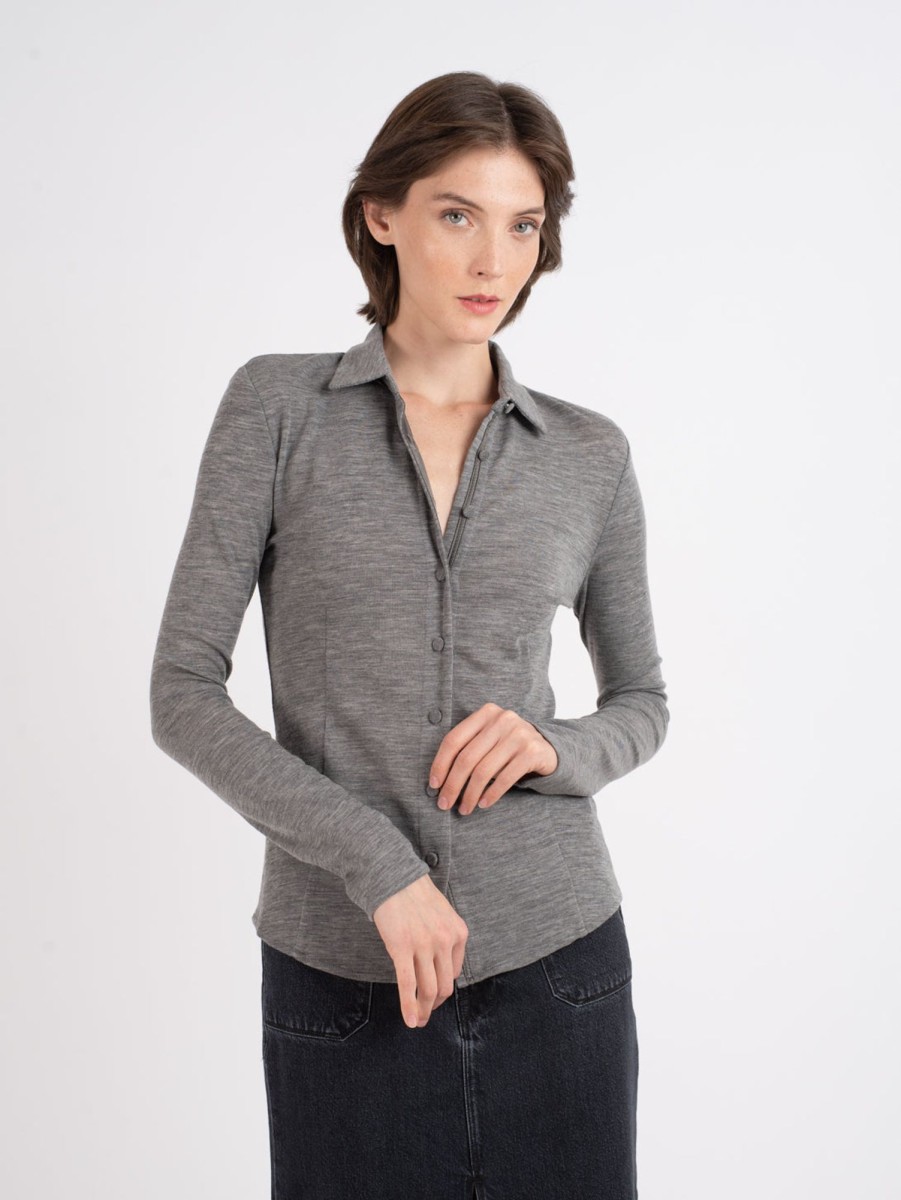 Women RAG + BONE Shirts | Harlow Shirt - Heather Grey Hthrgry