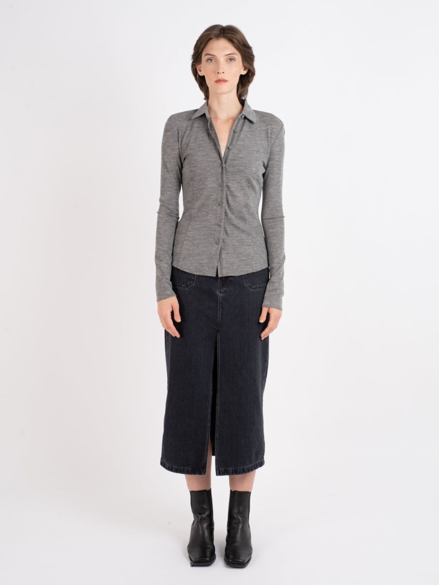 Women RAG + BONE Shirts | Harlow Shirt - Heather Grey Hthrgry