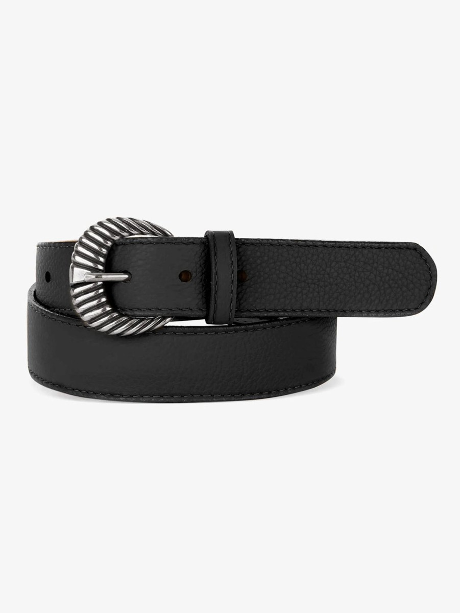 Women Brave Leather Belts | Lisette Belt - Black Nappa Silver Blk Nappa