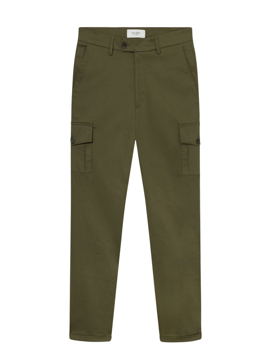 Men LES DEUX Pants | Como Cargo Suit Pant Olive Night