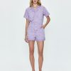 Women PISTOLA Dresses & Jumpsuits | Parker Short Sleeve Romper Amethyst Purple