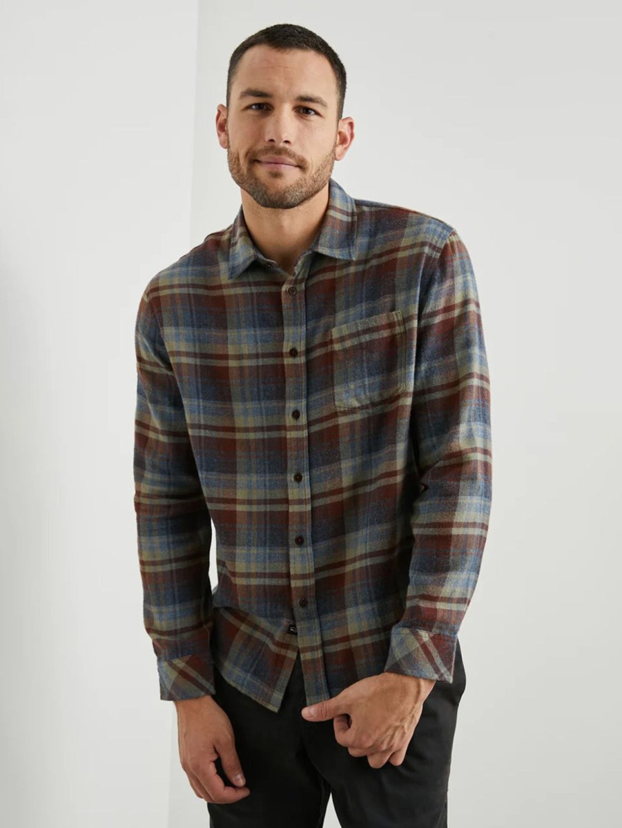 Men Rails Shirts & Polos | Lennox Plaid Shirt Denim Ruby