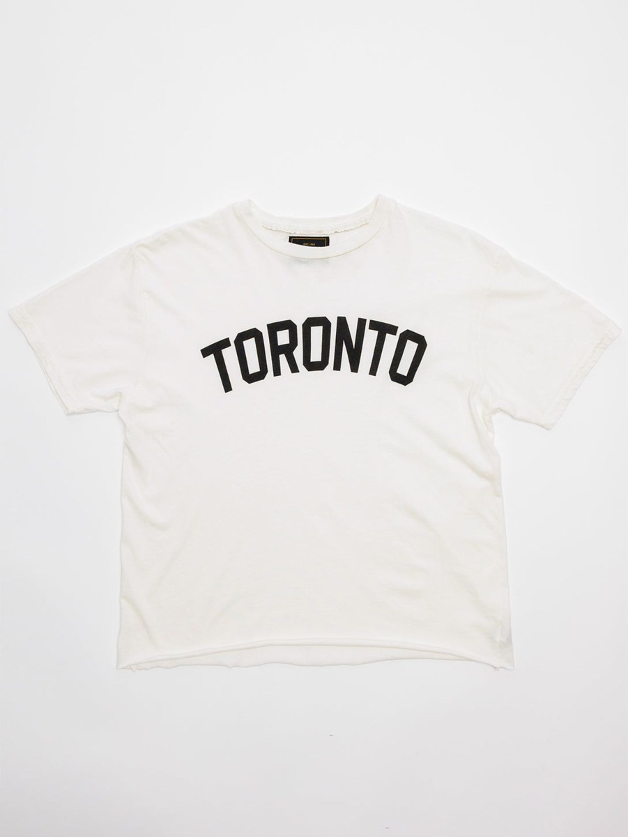 Women Retro Brand Black Label T-Shirts | Toronto Tee - Antique White Antiq Wht-Vblk