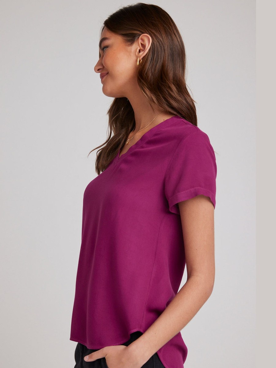 Women Bella Dahl T-Shirts | Short Sleeve V-Neck T-Shirt Magenta