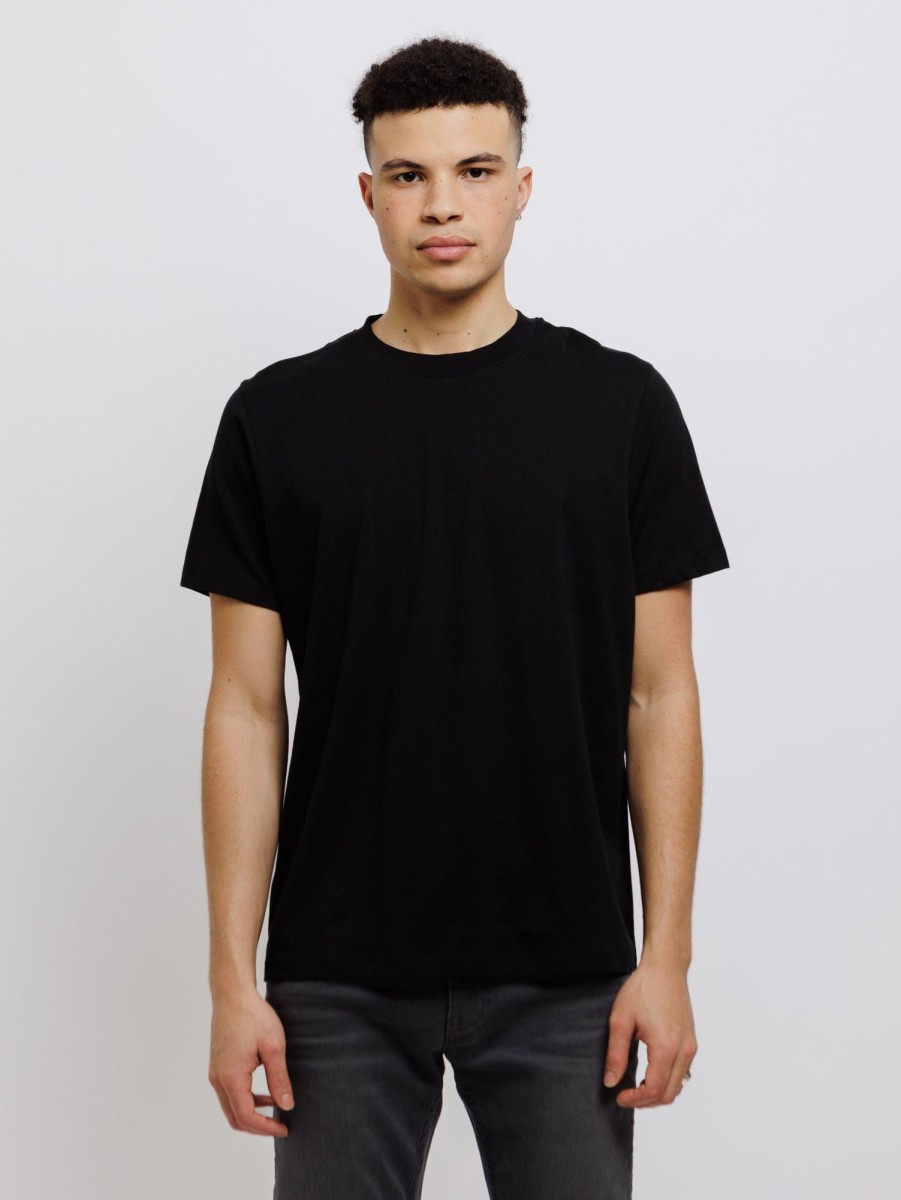 Men Patrick Assaraf T-Shirts | Short Sleeve High Crew Tee Black