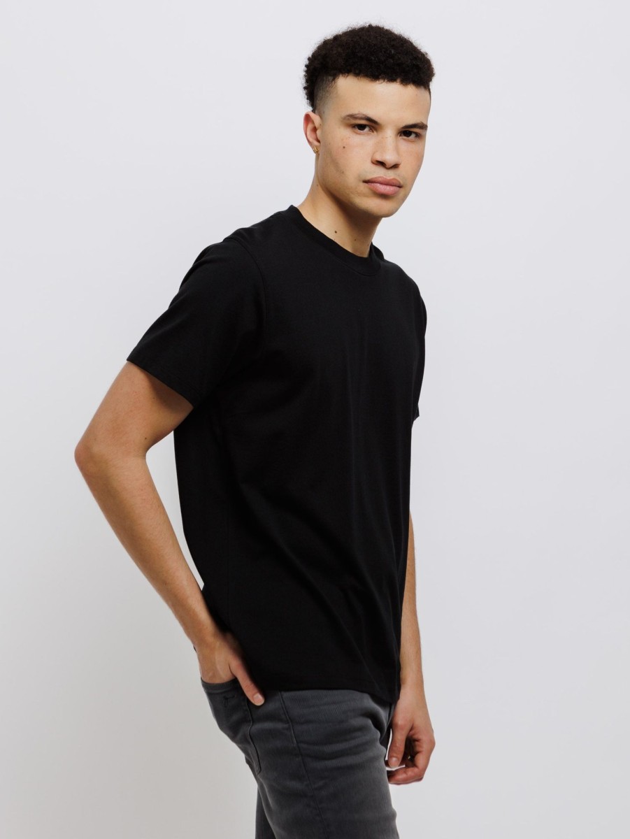 Men Patrick Assaraf T-Shirts | Short Sleeve High Crew Tee Black