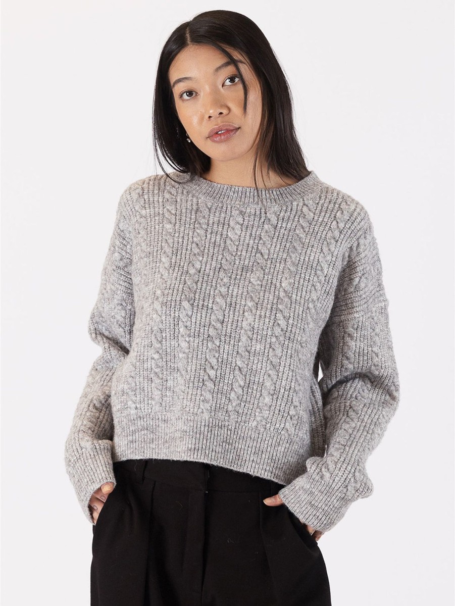 Women LYLA+LUXE Sweaters & Sweatshirts | Addie Cable Knit Sweater Grey