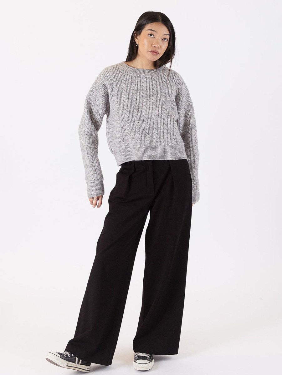 Women LYLA+LUXE Sweaters & Sweatshirts | Addie Cable Knit Sweater Grey