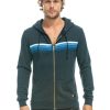 Men AVIATOR NATION Sweaters & Sweatshirts | 5 Stripe Hoodie Stripes Charcoal Blue