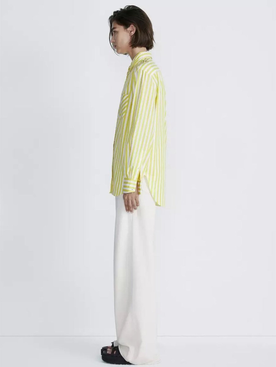 Women RAG + BONE Shirts | Maxine Shirt - Fresh Lime Stripe Frsflmstrp