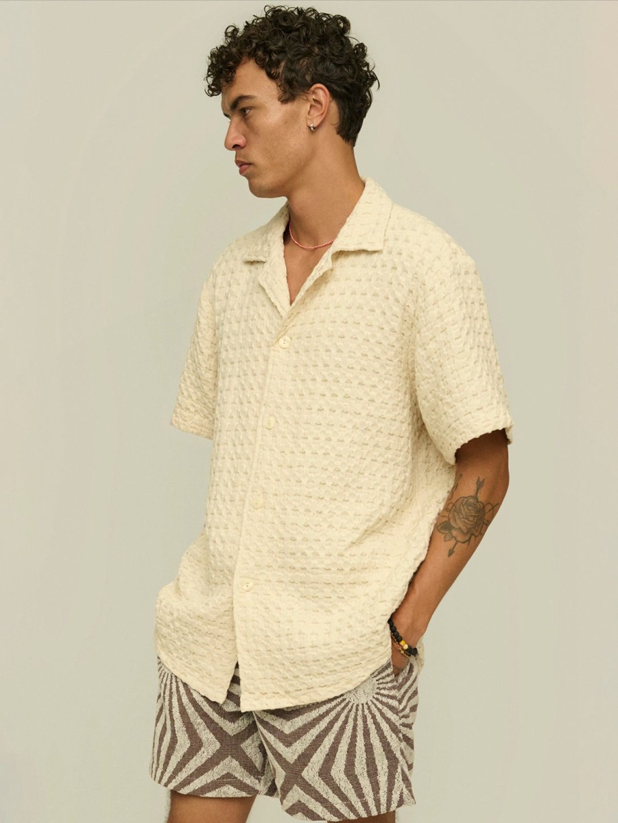 Men OAS Shirts & Polos | Cuba Waffle Shirt Ecru