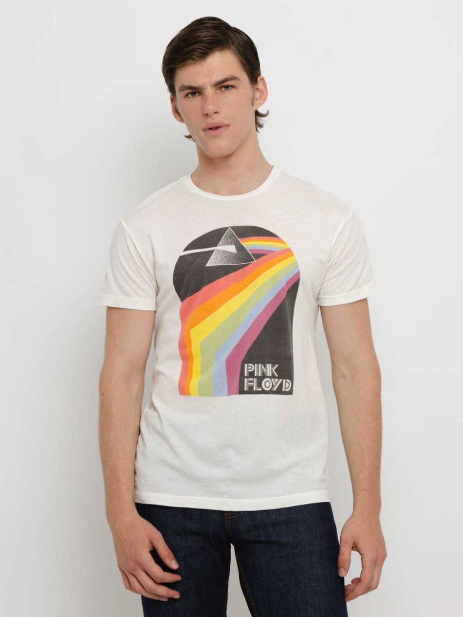 Men Retro Brand Black Label T-Shirts | Pink Floyd Prism T-Shirt Antique White