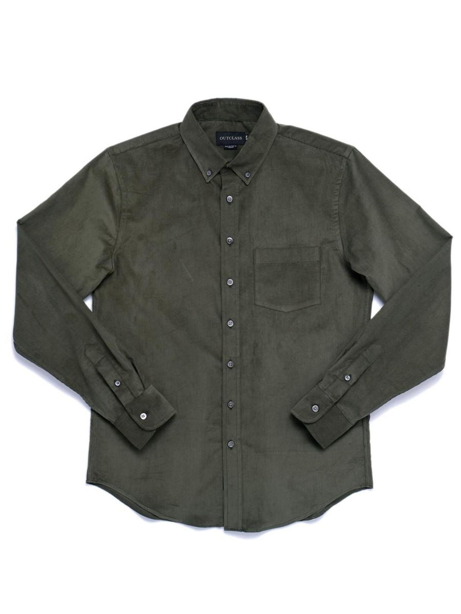 Men OUTCLASS ATTIRE Shirts & Polos | Corduroy Shirt Olive