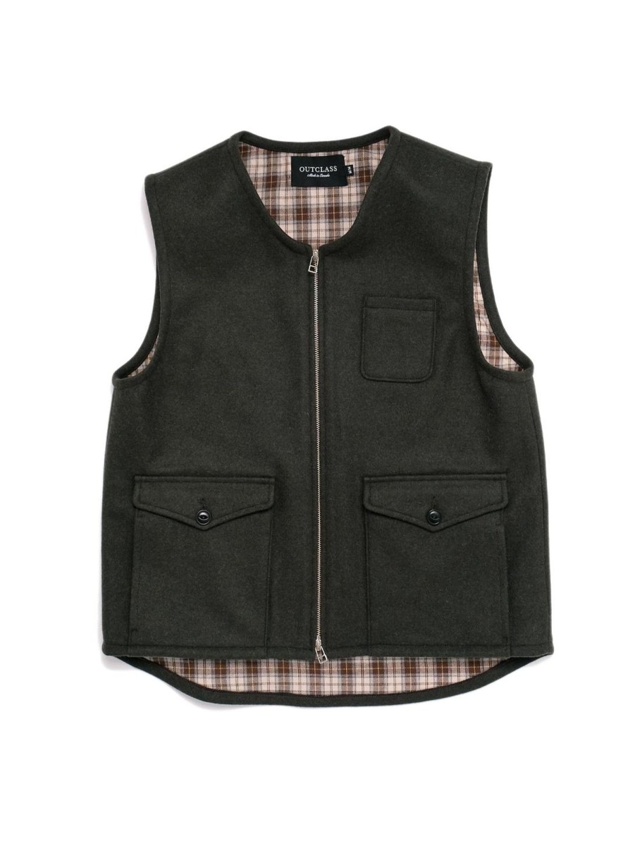 Men OUTCLASS ATTIRE Outerwear & Jackets | Wool Field Vest Olive