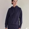 Women Velvet Sweaters & Sweatshirts | Ojai Hooded Fleece Top Navy