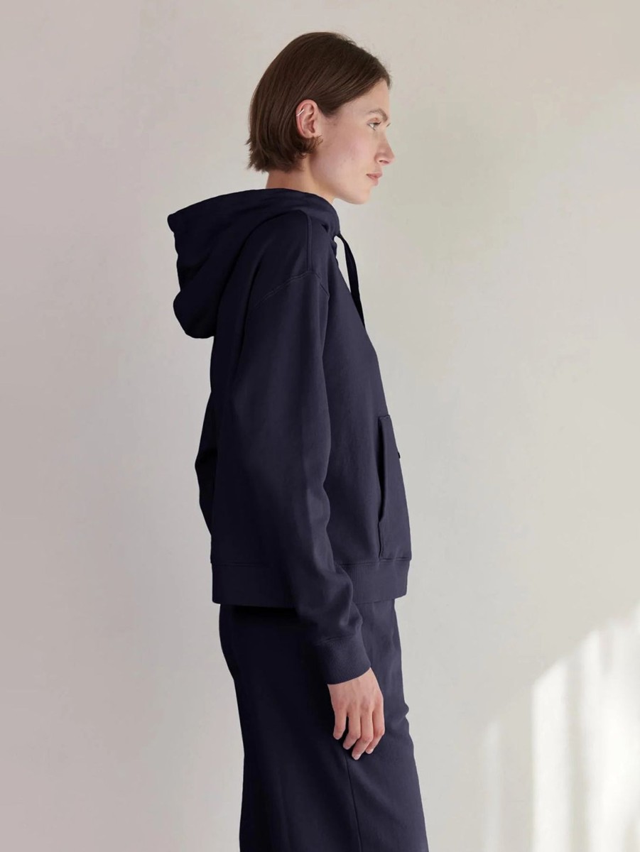 Women Velvet Sweaters & Sweatshirts | Ojai Hooded Fleece Top Navy