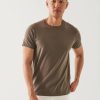 Men Patrick Assaraf T-Shirts | Short Sleeve Iconic Crew Tee Khaki