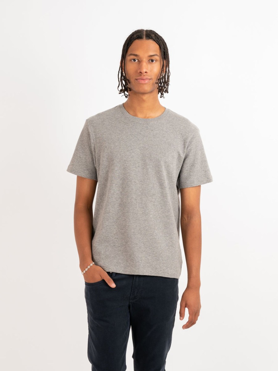 Men FRAME T-Shirts | Duo Fold Short Sleeve Tee Heather Grey