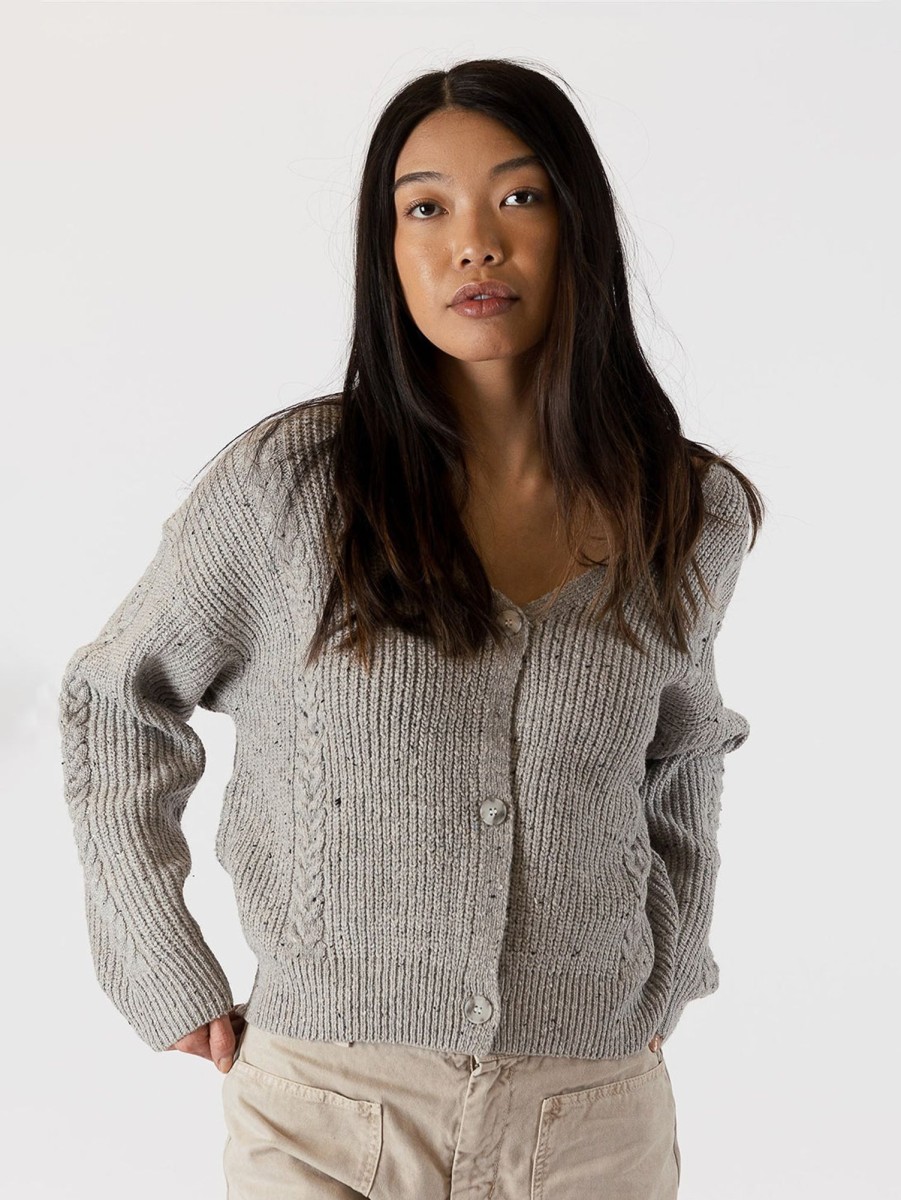 Women LYLA+LUXE Sweaters & Sweatshirts | Rome Cardigan Grey/Oat