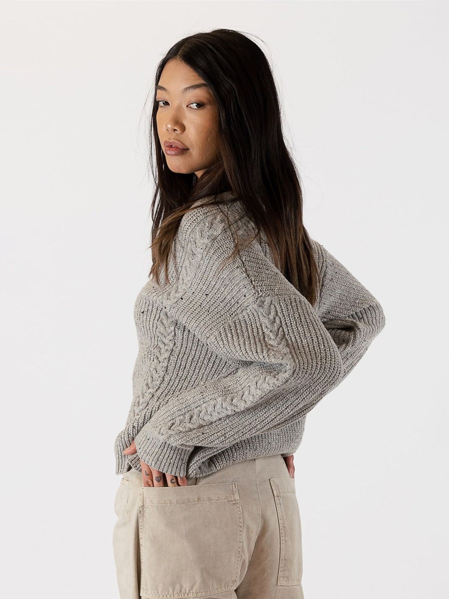 Women LYLA+LUXE Sweaters & Sweatshirts | Rome Cardigan Grey/Oat