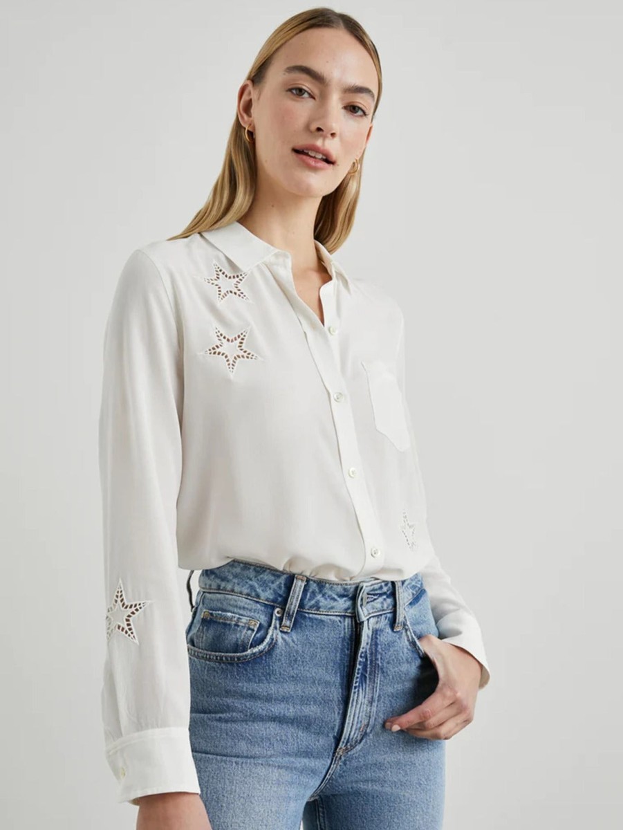 Women Rails Shirts | Kate Shirt - Ivory Eyelet Stars White