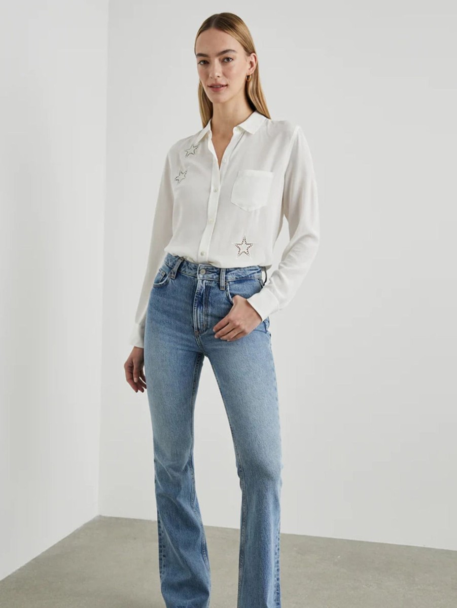 Women Rails Shirts | Kate Shirt - Ivory Eyelet Stars White