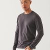 Men Patrick Assaraf T-Shirts | Long Sleeve Iconic Crew Tee Battleship