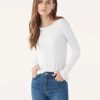 Women SPLENDID T-Shirts | 1X1 Long Sleeve Crew Tee