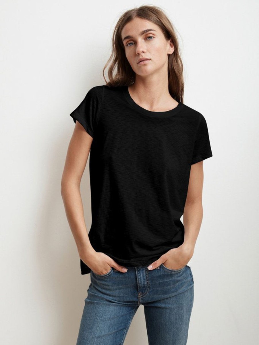 Women Velvet T-Shirts | Tressa Crew Neck T-Shirt