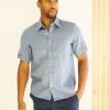 Men Benson Shirts & Polos | Miami Short Sleeve Linen Shirt Blue Dusk