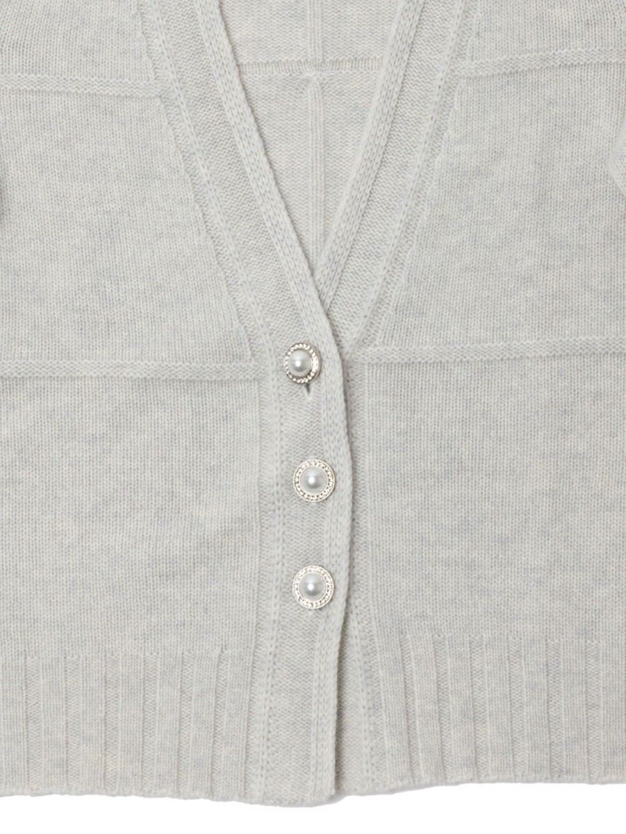 Women AUTUMN CASHMERE Sweaters & Sweatshirts | Pearl Button Cardigan Sleet