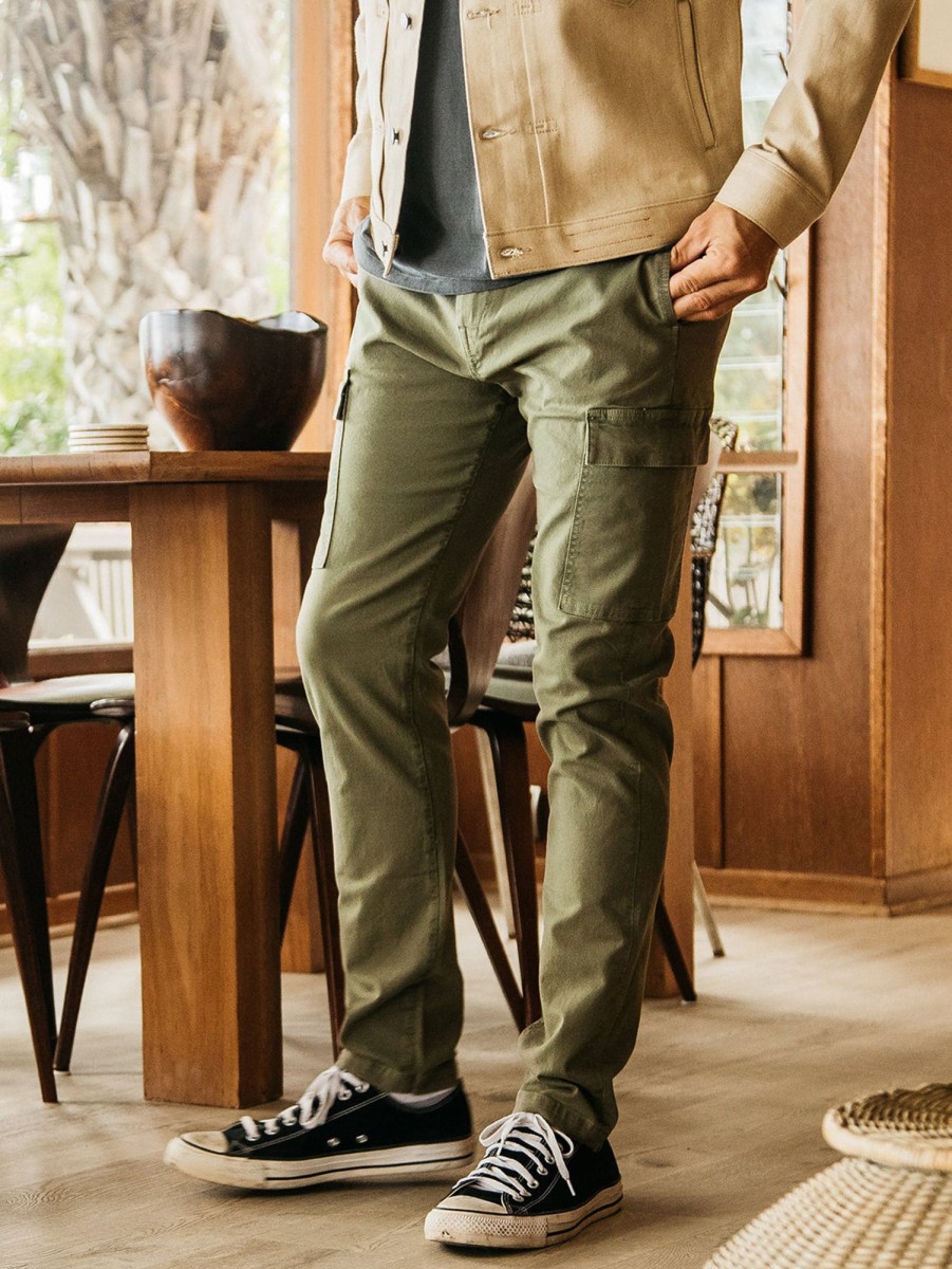 Men HIROSHI KATO Pants | The Nail Cargo Stretch Oxford - Dark Green Dk Green