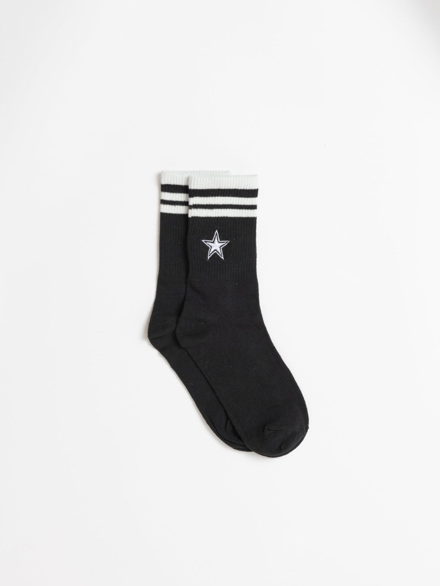 Women LIM LIM Socks | Star Socks - Black/White Stripe Black-White