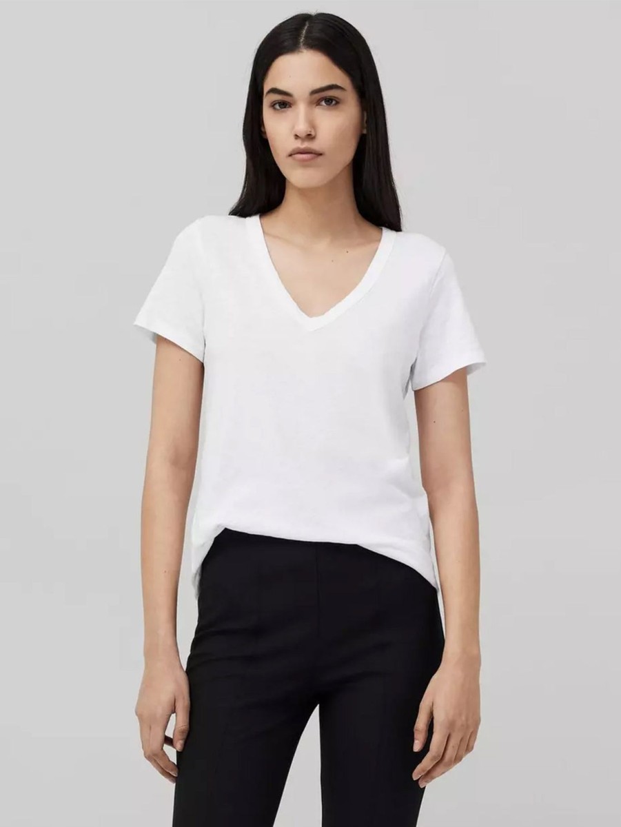 Women RAG + BONE T-Shirts | Slub V-Neck Tee White