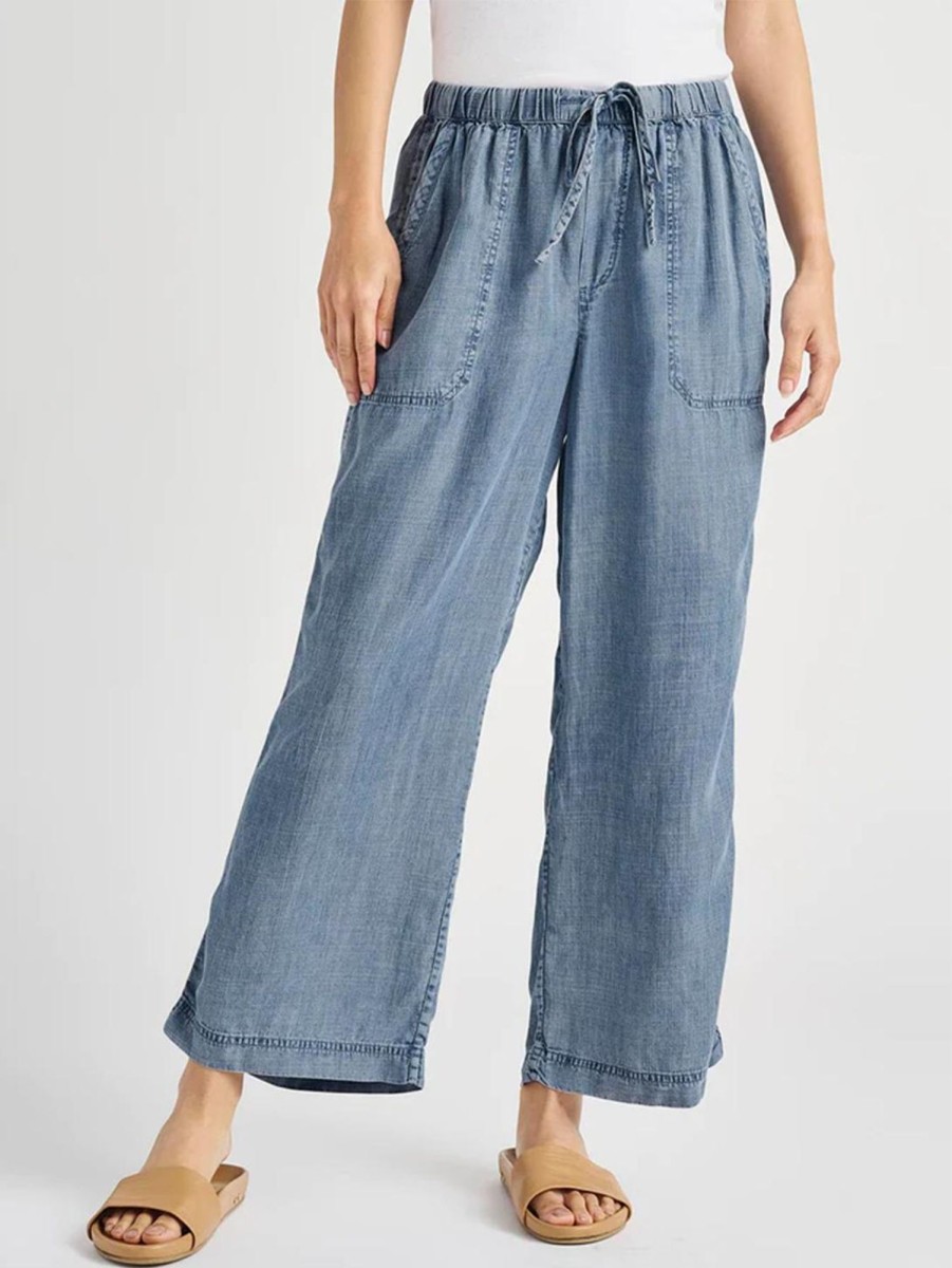 Women SPLENDID Pants | Angie Wide Denim Crop Pant Indigo