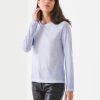 Women Patrick Assaraf T-Shirts | Long Sleeve Tee - Cloudy Sky 916 Cloudy Sky