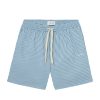 Men LES DEUX Shorts | Stan Striped Swim Shorts - Washed Denim/Light Ivory Denim Ivory