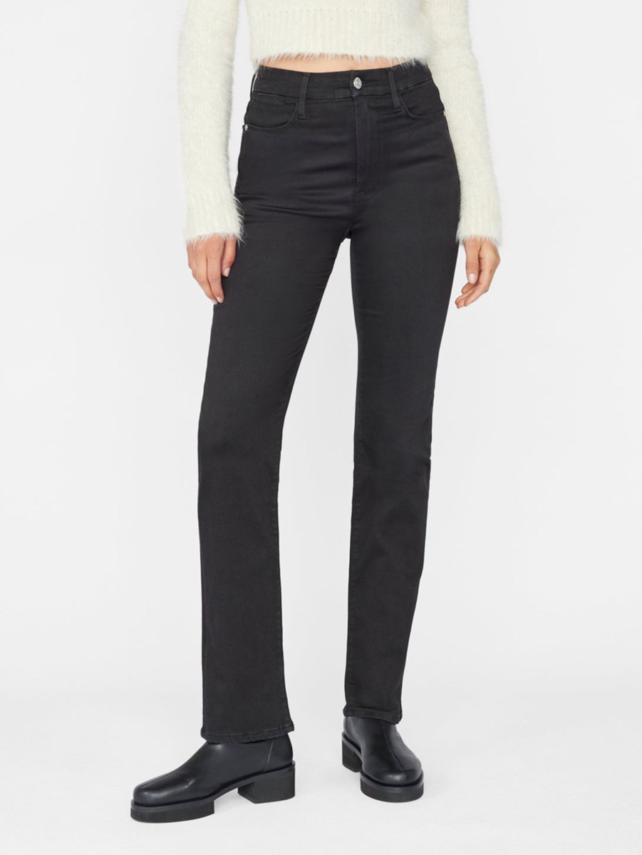 Women FRAME Jeans | Le Super High Straight Jean - Black Finn Bkfn