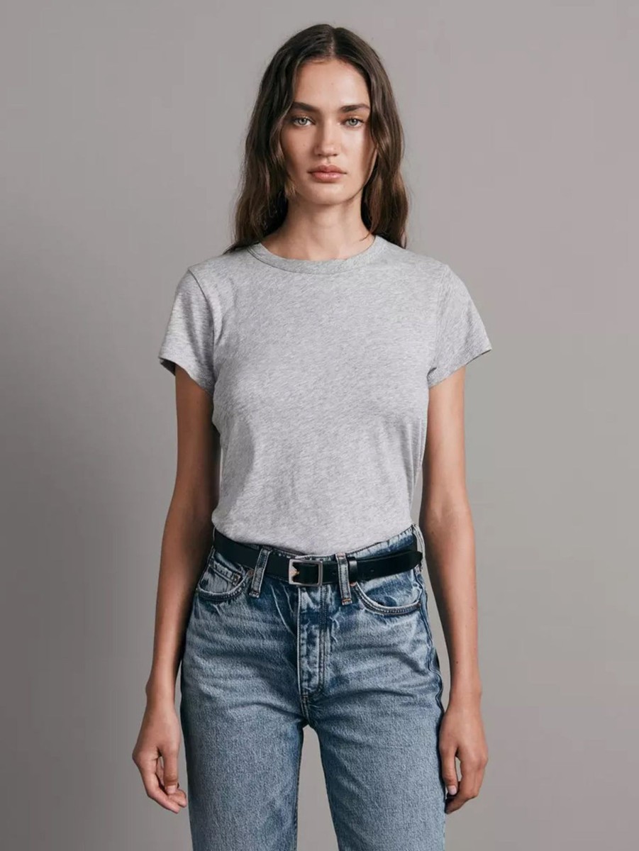 Women RAG + BONE T-Shirts | The Slub Tee - Heather Grey Htrgry